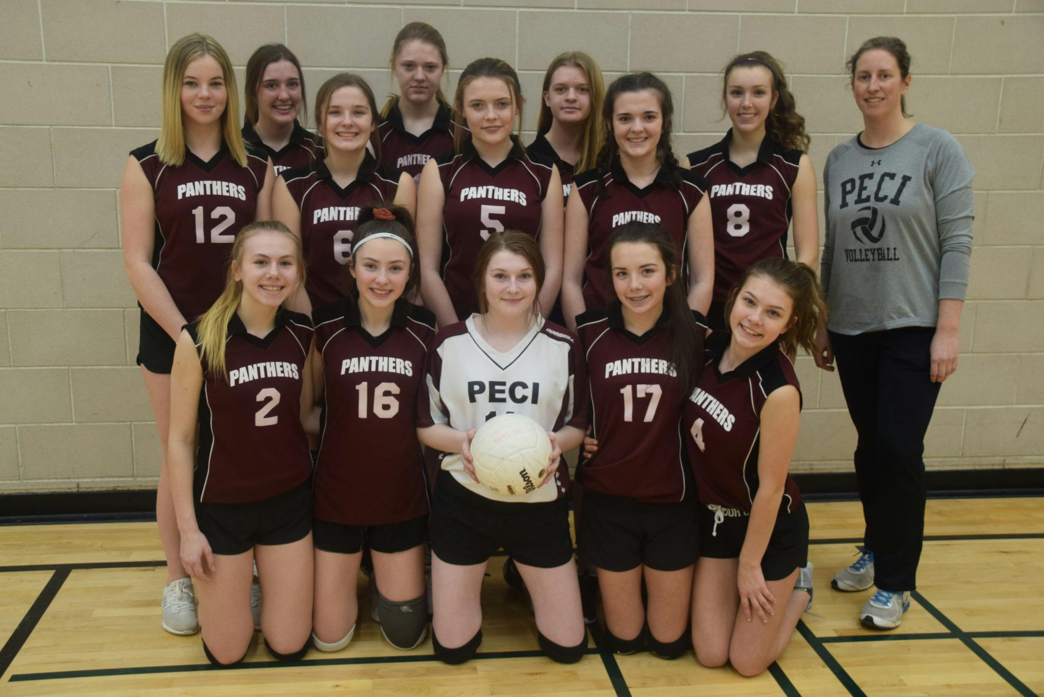 <p>Bronzed &#8211; The PECI Junior Volleyball Panthers took third place at the COSSA touranment Friday. In front, from left, are Vanessa Wilton, Kaitlyn McConkey, Erica Monroe, Lauren Smith, and Jolie Elliott. In the back row, from left, are  Taylor Squire, Abby Conley, Hannah Goad, Leah Armstrong, Ava Struthers,  Mercedes Crowe, Emily Stasiw, Gracie Burris and coach Sarah Vader. (Adam Bramburger/Gazette staff)</p>
