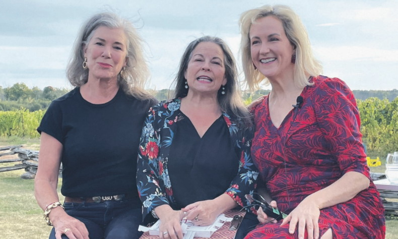 <p>From left Sonja Smits, Signe Langford, and Natalie MacLean at Closson Chase Vineyards September 28. (Karen Valihora/Gazette Staff)</p>
