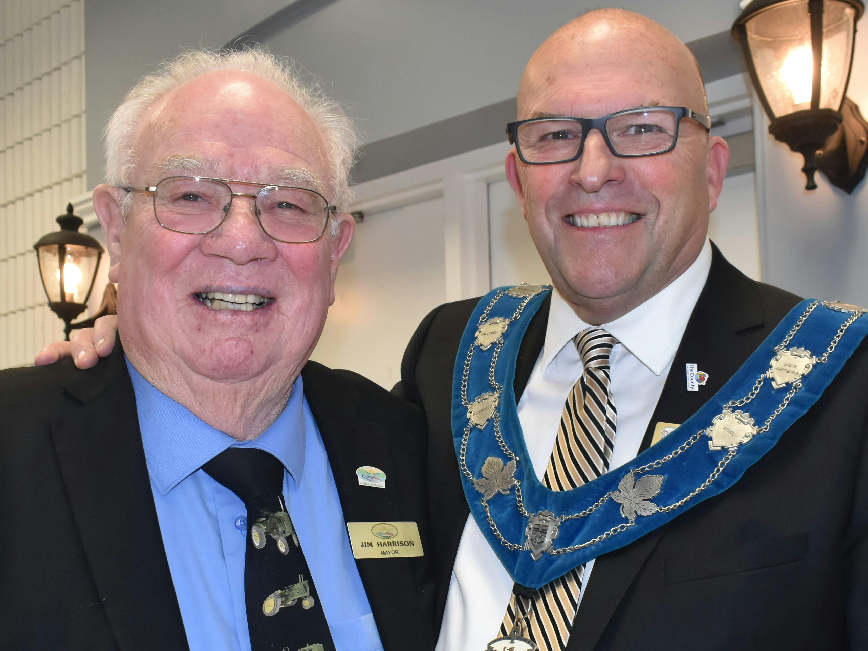 <p>Quinte West Mayor Jim Harrison and Prince Edward County Mayor Steve Ferguson at the 2024 Levee</p>
