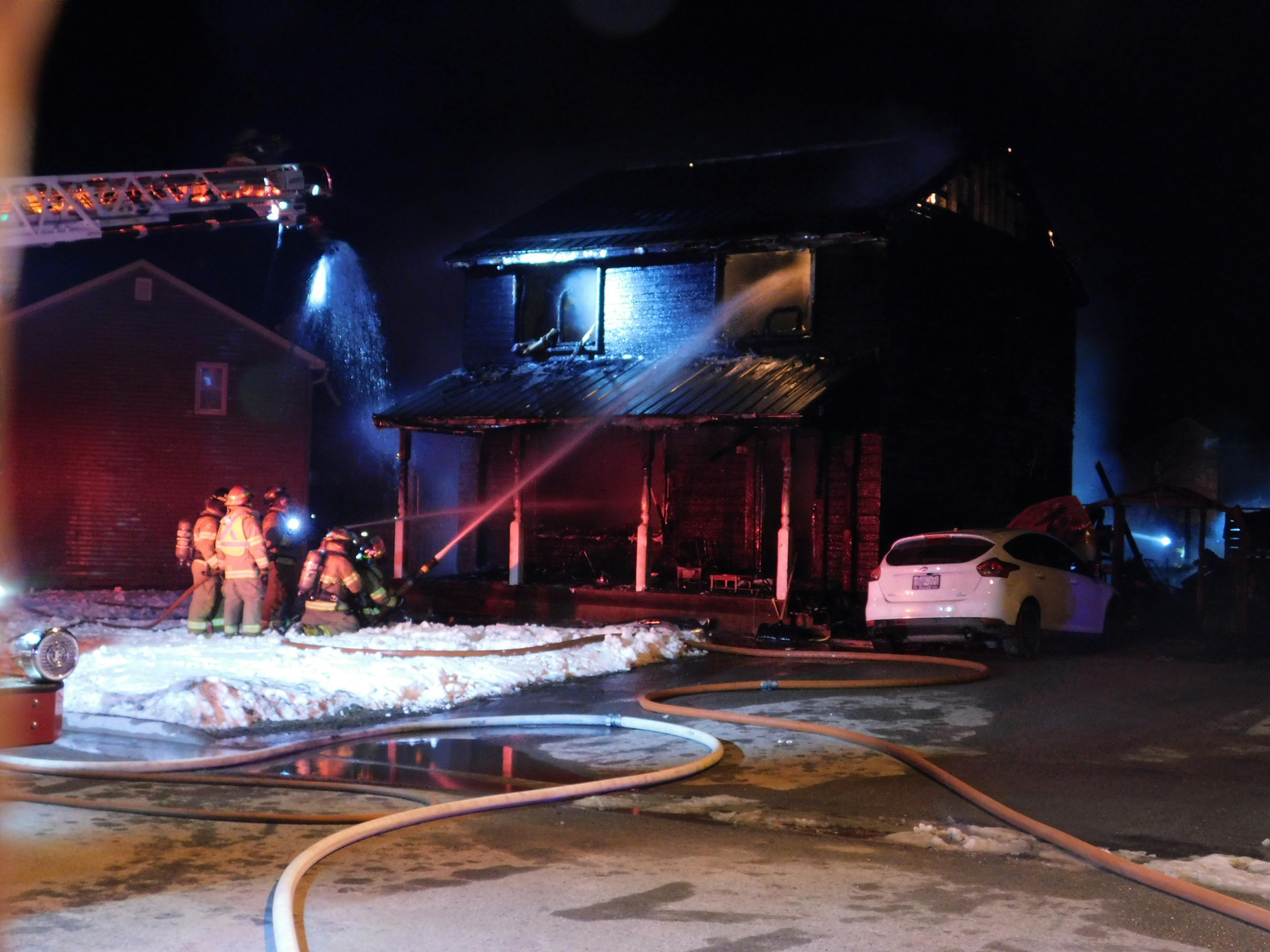 <p>Fire crews battle an Inkerman Ave. blaze Wednesday evening. (Joanne Fralick for the Gazette)</p>
